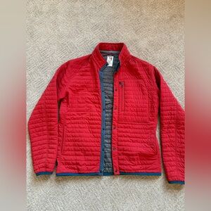 Men's Quilted Red Jacket with Navy Accents